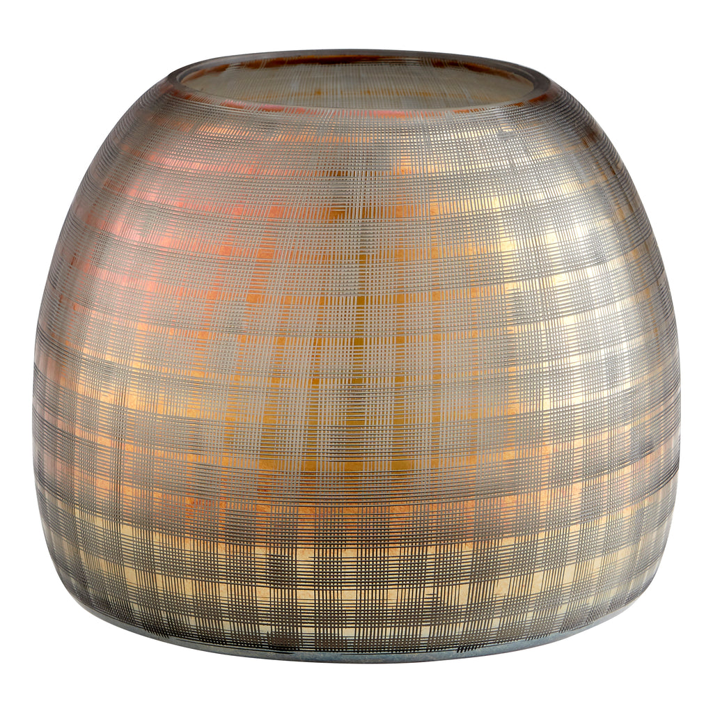 Gradient Grid Vase - Combed Irridescent Gold - Medium | Cyan Design