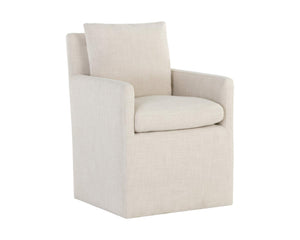 Glenrose Wheeled Dining Armchair - Effie Linen | Sunpan Furniture - 106570V