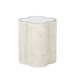 Cassandra Resin Quatrefoil Pedestal Side Table | Gabriella White - SCH-220355