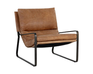 Zancor Lounge Chair - Gunmetal - Tan Leather | Sunpan Furniture - 109559