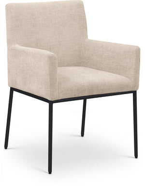 Reeves Beige Chenille Fabric Upholstered Dining Arm Chair (Set of 2) | Meridian Furniture - 11001Beige-C