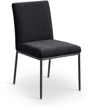 Reeves Black Chenille Fabric Upholstered Dining Side Chair (Set of 2) | Meridian Furniture - 11001Black-SC