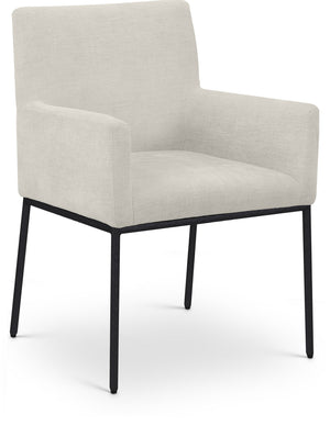 Reeves Cream Chenille Fabric Upholstered Dining Arm Chair (Set of 2) | Meridian Furniture - 11001Cream-C