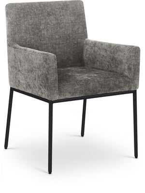 Reeves Grey Chenille Fabric Upholstered Dining Arm Chair (Set of 2) | Meridian Furniture - 11001Grey-C