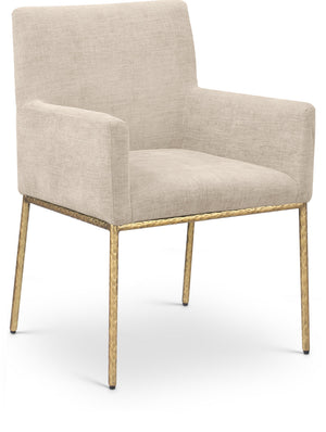 Reeves Beige Chenille Fabric Upholstered Dining Arm Chair (Set of 2) | Meridian Furniture - 11002Beige-C