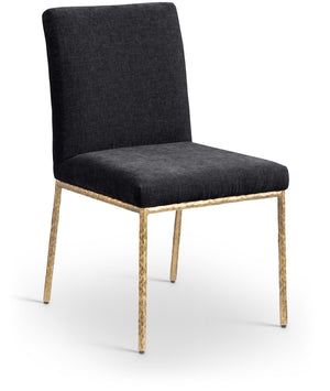 Reeves Black Chenille Fabric Upholstered Dining Side Chair (Set of 2) | Meridian Furniture - 11002Black-SC