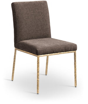 Reeves Brown Chenille Fabric Upholstered Dining Side Chair (Set of 2) | Meridian Furniture - 11002Brown-SC