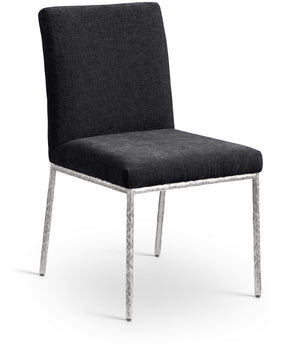 Reeves Black Chenille Fabric Upholstered Dining Side Chair (Set of 2) | Meridian Furniture - 11003Black-SC