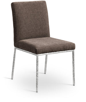 Reeves Brown Chenille Fabric Upholstered Dining Side Chair (Set of 2) | Meridian Furniture - 11003Brown-SC