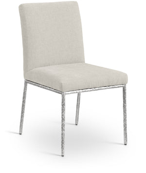 Reeves Cream Chenille Fabric Upholstered Dining Side Chair (Set of 2) | Meridian Furniture - 11003Cream-SC