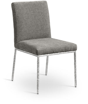 Reeves Grey Chenille Fabric Upholstered Dining Side Chair (Set of 2) | Meridian Furniture - 11003Grey-SC