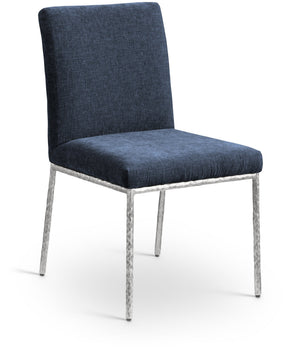Reeves Navy Chenille Fabric Upholstered Dining Side Chair (Set of 2) | Meridian Furniture - 11003Navy-SC