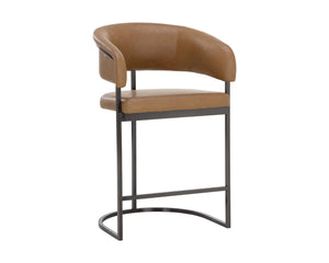 Marris Counter Stool - Gunmetal - Milliken Cognac | Sunpan Furniture - 110907
