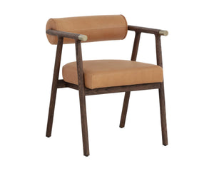Sova Dining Armchair - Antique Brown - Sahara Camel Leather | Sunpan Furniture - 111341