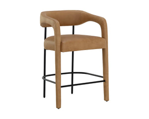 Mavia Counter Stool - Ludlow Sesame Leather | Sunpan Furniture - 111454