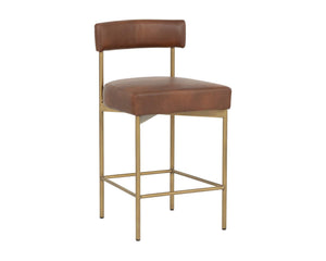 Seneca Counter Stool - Antique Brass - Bravo Cognac | Sunpan Furniture - 112567
