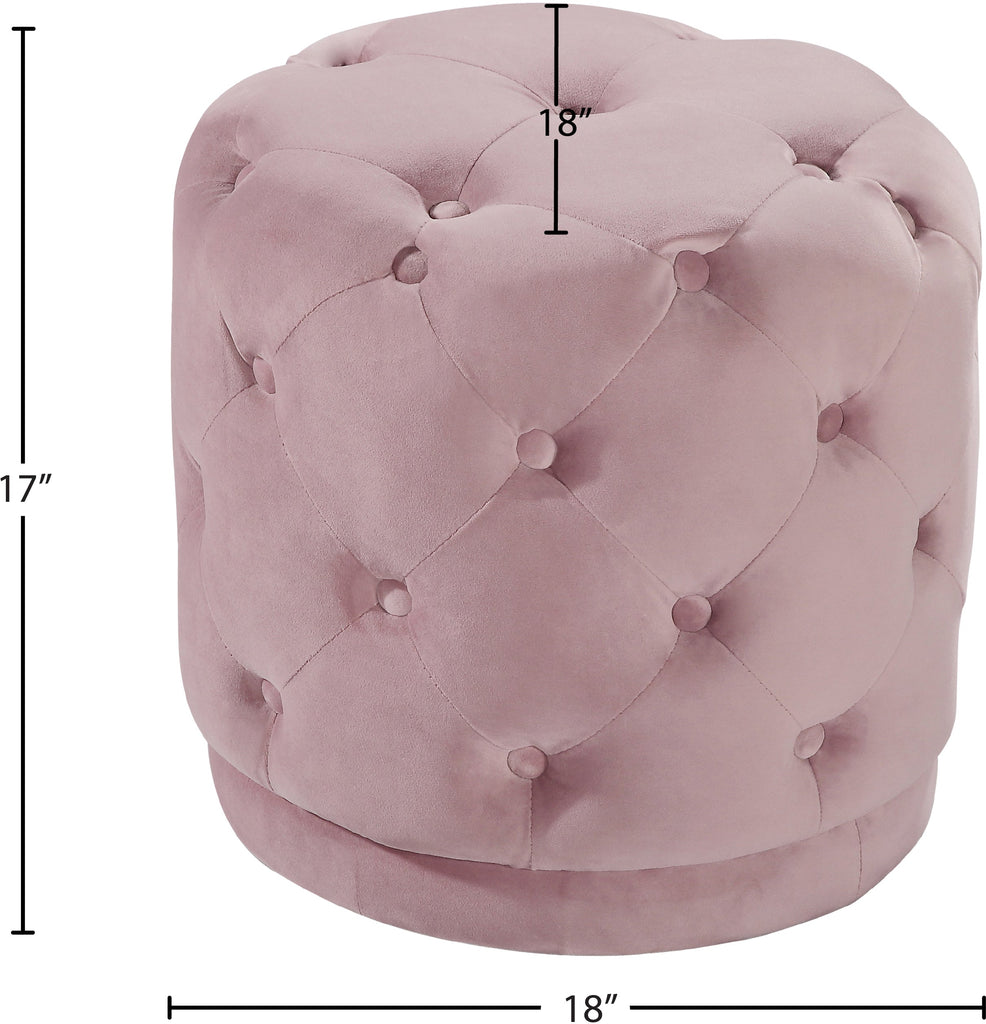 Harper Pink Velvet Upholstered Stool | Meridian Furniture - 136Pink