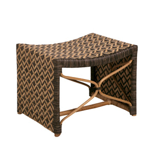 Bennet Natural Rattan Handwoven Stool - Black | Gabriella White - SCH-160060