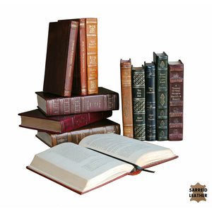 Rebound Leather Books Assorted Set/12 | Sarreid Ltd - 17651