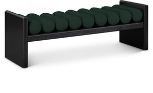 Waverly Green Boucle Fabric Upholstered Bench | Meridian Furniture - 178Green