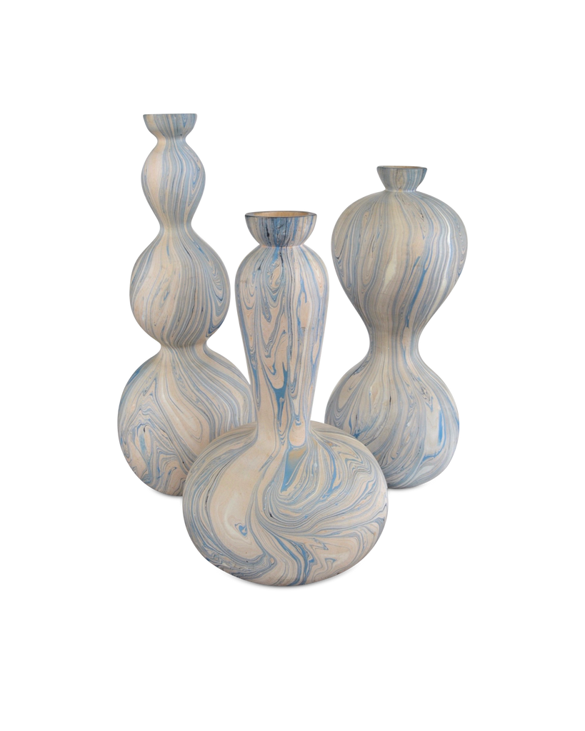 Currey & Co Calm Sea Marbleized Vase Set of 3 | 1200-0740