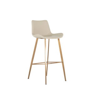 Hines Faux Leather Stainless Steel Bar Stool - White Gold | Gabriella White - SCH-175590