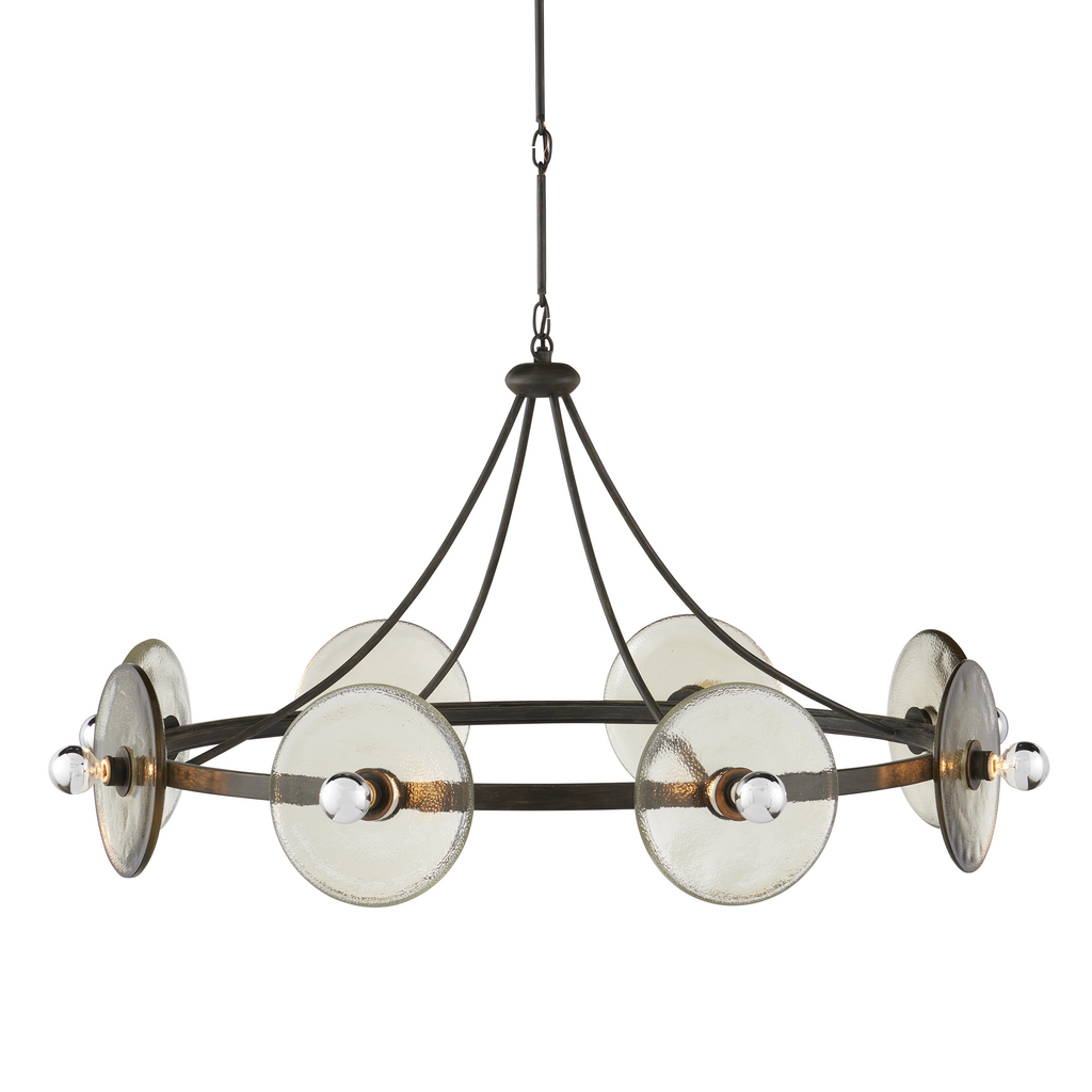 Currey & Company Circumstellar 37.25" Recycled Glass 8-Light Disc Chandelier