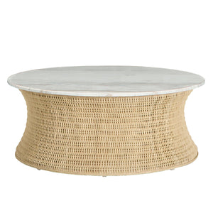 Marina Wicker Circle Pedestal Coffee Table | Gabriella White - SCH-175965