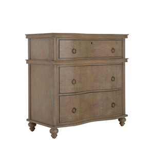 Baron Oak Wood Curved Front Chest - 3 Drawers, Cerused Brown | Gabriella White - SCH-175415