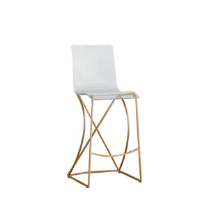 Johnson Iron Acrylic Bar Stool - Antique Gold Clear | Gabriella White - SCH-151340