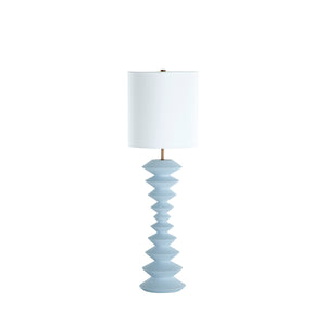 Irving Ocean Blue Console Lamp, Geometric Stacked Base | Gabriella White - SCH-175155
