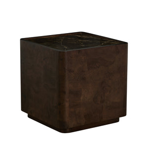 Summit Ash Burl Square Pedestal Side Table - Dusk | Gabriella White - SCH-175952