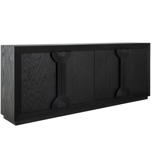 Aero Oak Geometric Sideboard - 2 Shelves, Brushed Black | Gabriella White - SCH-175409