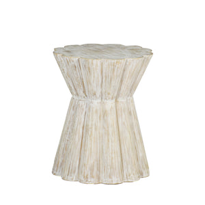 Annie Resin Unique Pedestal Side Table - Light Washed Wood | Gabriella White - SCH-155195
