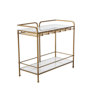 Thia Marble Bar Console Table - Fixed Shelf, Brushed Brass | Gabriella White - SCH-175134
