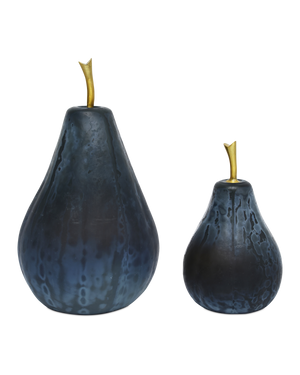 Glass Dark Blue Pear Set of 2 | Currey & Co - 1200-1062
