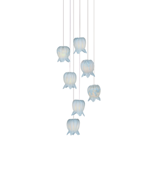 Polpo Blue 7-Light Round Multi-Drop Pendant | Currey & Co - 9000-1413