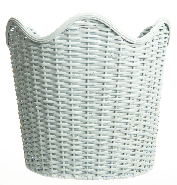 Stunning Pale Blue Scalloped Wastepaper Basket | Enchanted Home - GLA127