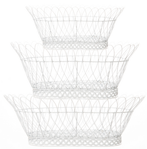 Oval White French Wired Basket