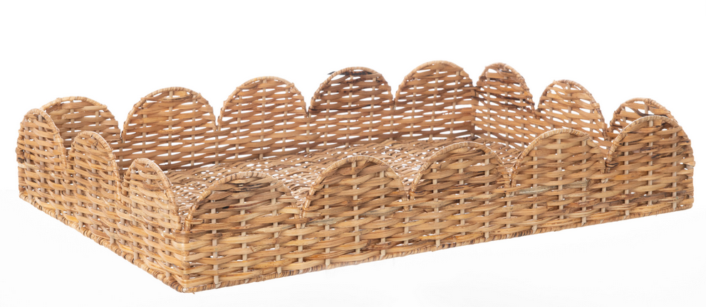 Incredible Scalloped Wicker Tray | Enchanted Home - GLA134