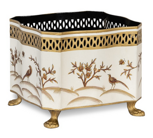 Ivory & Gold Square Footed Planter