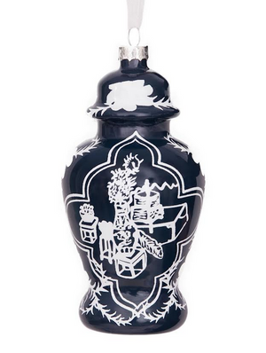 Navy Trellis Jar Ornament