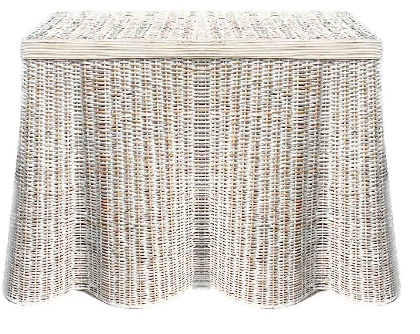 Fabulous New Whitewashed Scalloped Wicker Console Table | Enchanted Home - GLA182