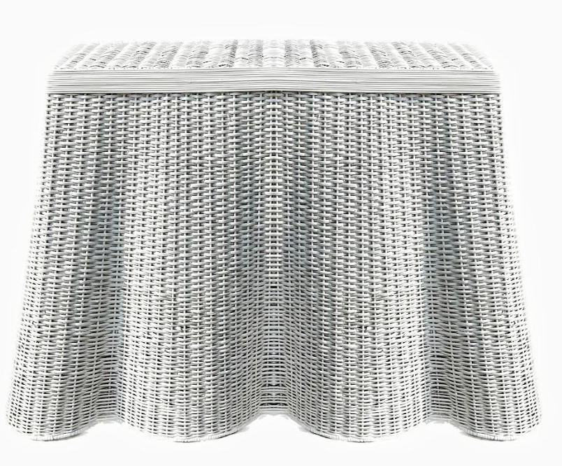 Fabulous New White Scalloped Wicker Console Table | Enchanted Home - GLA180