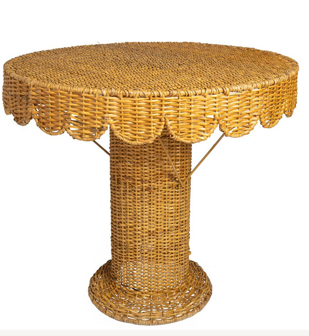 Fabulous Scalloped Small Center Hall Wicker Table | Enchanted Home - GLA205