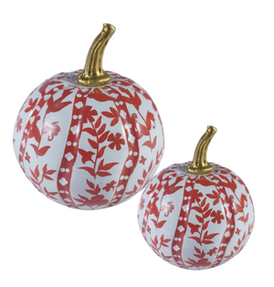 Rusty Red Floral and Vine Pumpkin