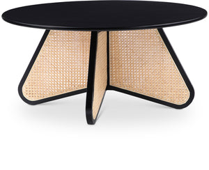 Butterfly Black Natural Cane And Oak Veneer Coffee Table | Meridian Furniture - 208Black-CT
