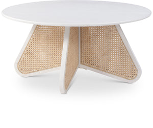 Butterfly White Natural Cane And Oak Veneer Coffee Table | Meridian Furniture - 208White-CT