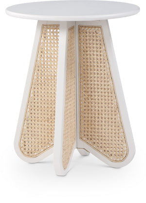 Butterfly White Natural Cane And Oak Veneer End / Side Table | Meridian Furniture - 208White-ET