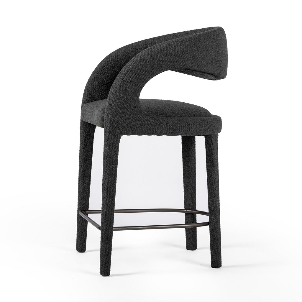 Hawkins Bar + Counter Stool - FIQA Boucle Charcoal | Four Hands ...